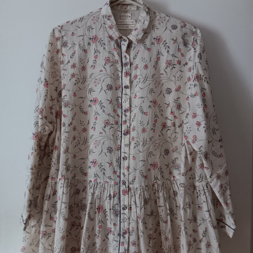 EKA Handmade in India Cotton Floral Blouse SML - Picture 2 of 5